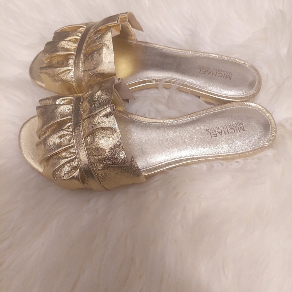 Michael kors Bella slide Metallic Gold Size 5.5